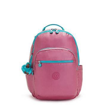 Kipling Seoul Large Metallic 15" Backpack Laptopväska Rosa Turkos | SE 1557QM